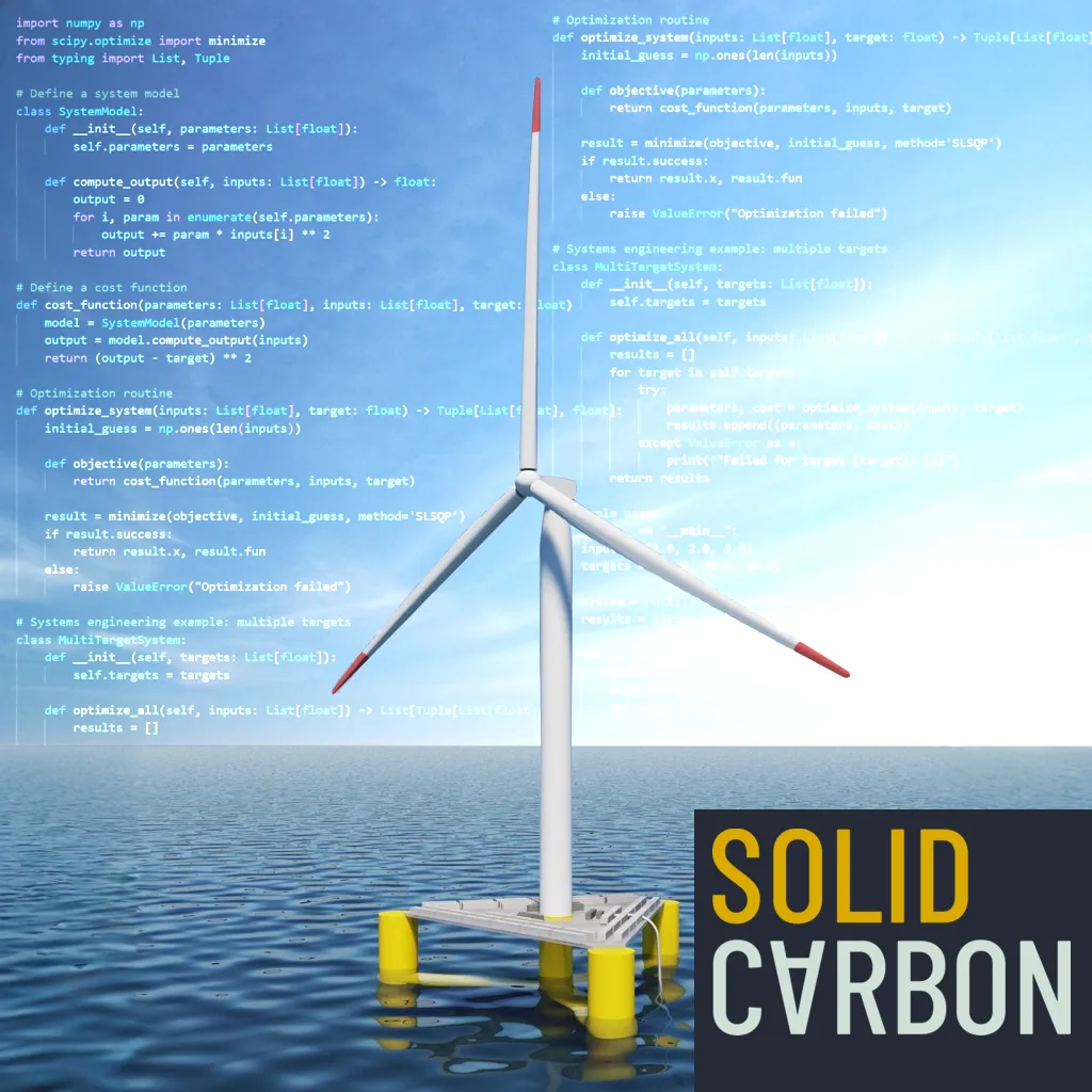 A collage symbolizing systems engineering for Solid Carbon. Created by Devin Todd, and adapting a render shared by a student.